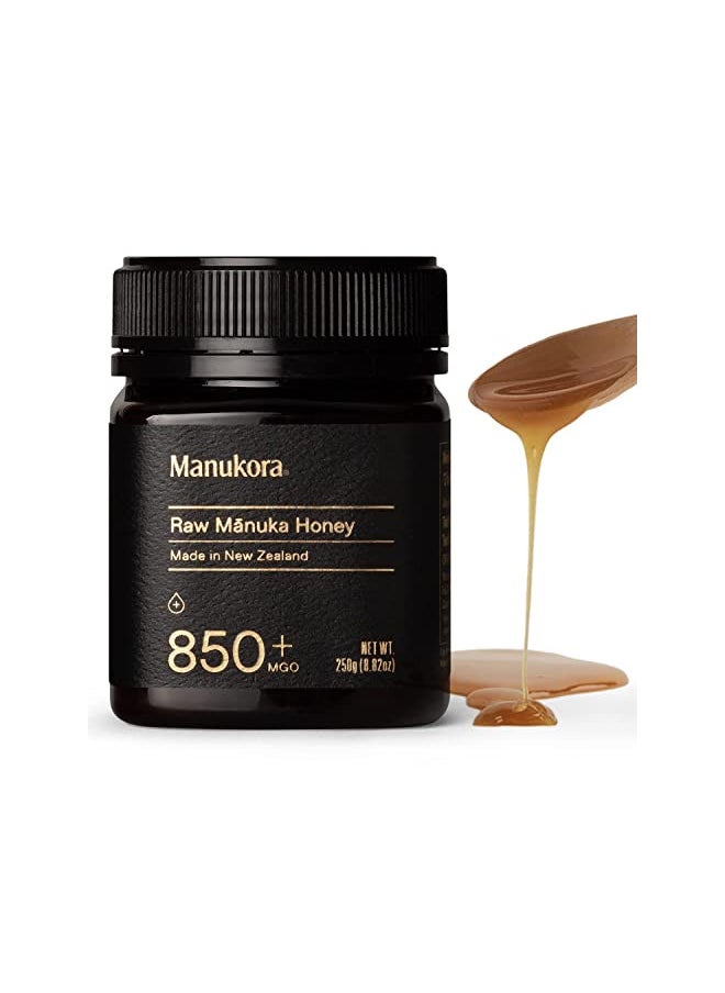 Manukora UMF 20+/MGO 850+ Raw Manuka Honey (250g/8.8oz) Authentic Non-GMO New Zealand Honey, UMF & MGO Certified, Traceable from Hive to Hand