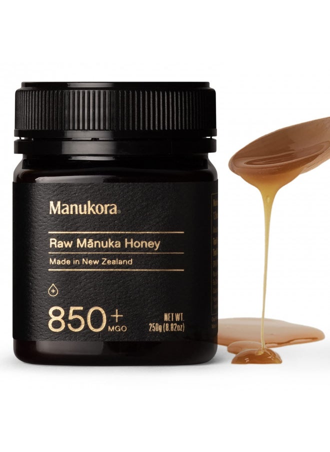 Manukora UMF 20+/MGO 850+ Raw Manuka Honey (250g/8.8oz) Authentic Non-GMO New Zealand Honey, UMF & MGO Certified, Traceable from Hive to Hand