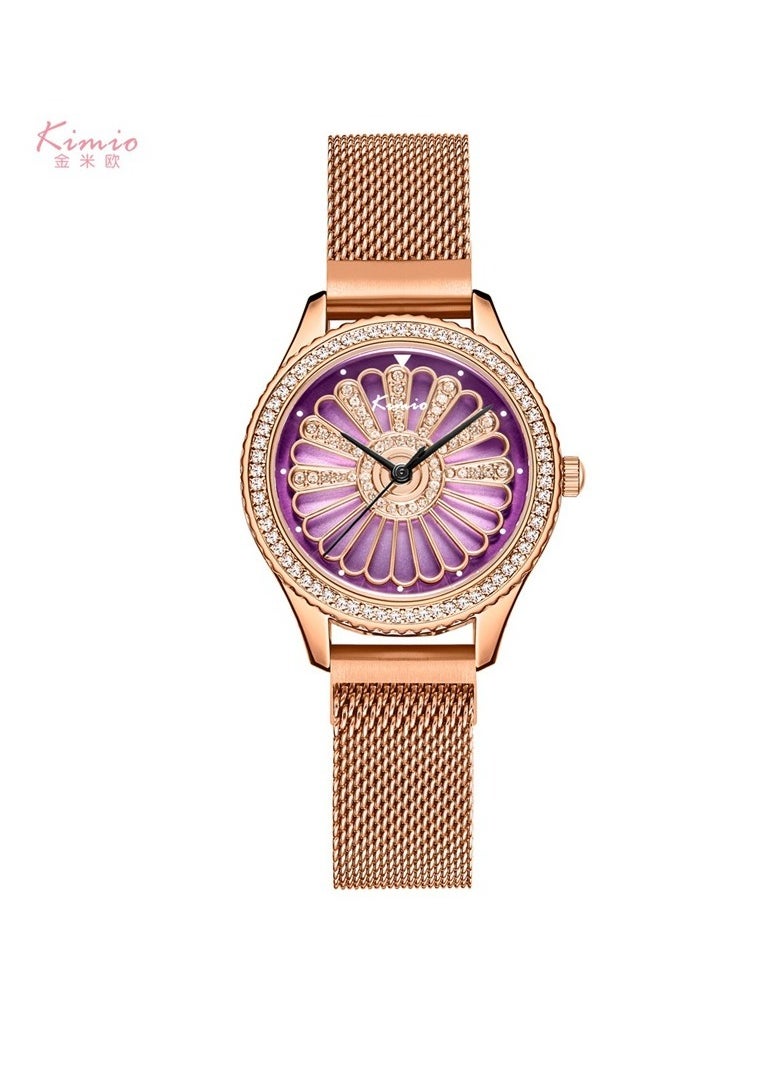 Ladies Fashion Diamond Flower Waterproof Quartz Watch