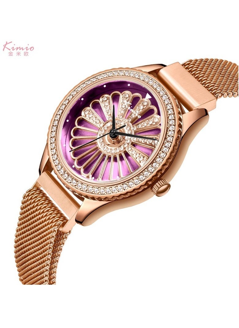 Ladies Fashion Diamond Flower Waterproof Quartz Watch