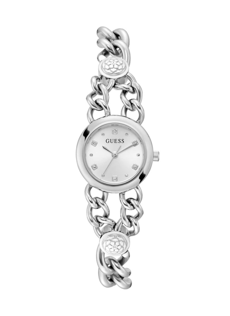 Ladies Silver Tone Analog Quartz Stainless Steel Watch GW0758L1 - 25mm