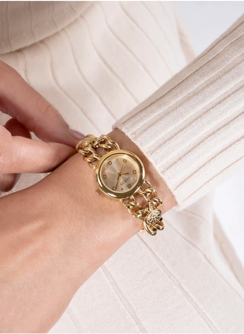 Ladies Gold Tone Analog Quartz Stainless Steel Watch GW0758L2 - 25mm