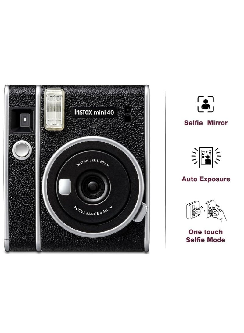 Instax Mini 40 Instant Camera, Black with 10 Mini Sheet