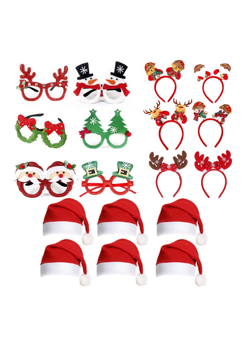 Holiday Decoration Clothing Glasses Set Hat Headband Suitable for Holiday Party Clothing Accessories（A）