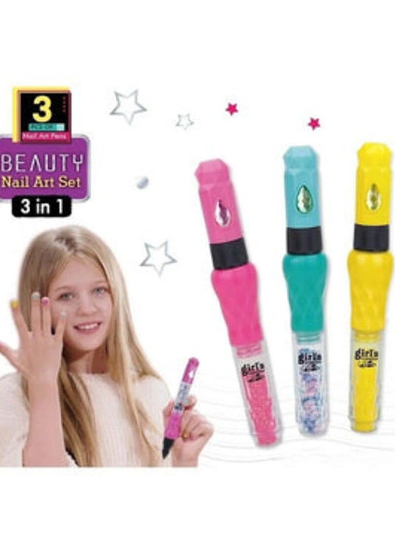 Girls Makeup Gift for Birthday 3 in 1 Nail Polish Pen Nail Dryer Nail Polish Kit for Kids