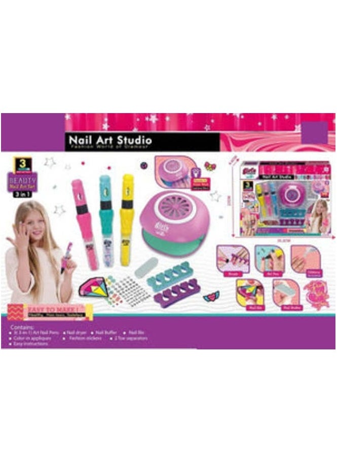 Girls Makeup Gift for Birthday 3 in 1 Nail Polish Pen Nail Dryer Nail Polish Kit for Kids