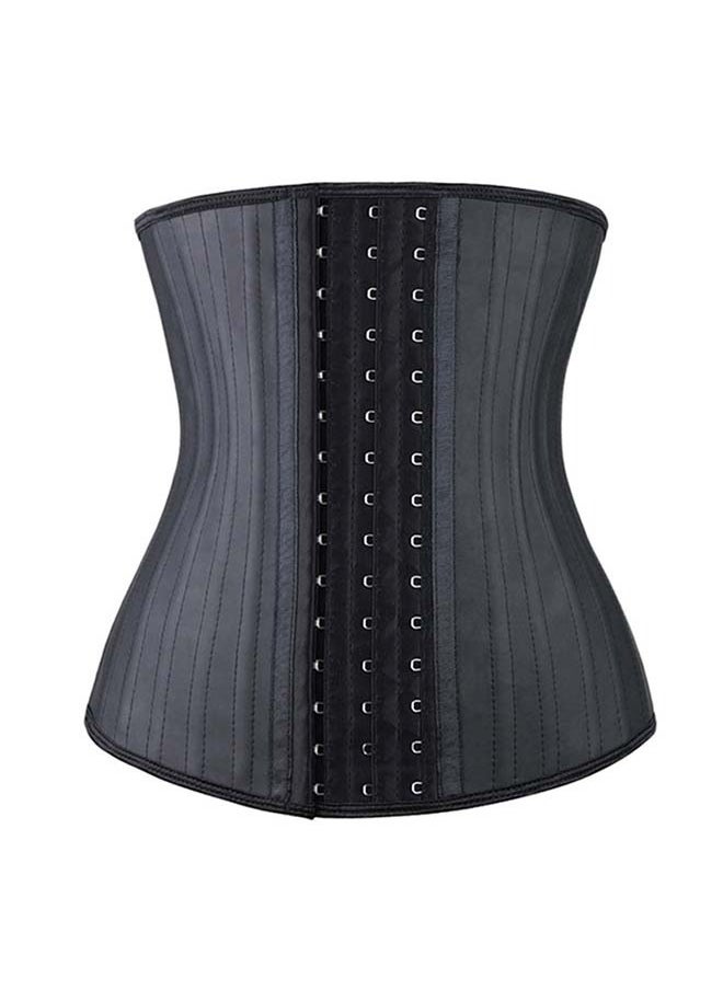 25 - Steel - Boned Latex Waist Belt - Long Black 30cm Rubber Corset Body Shaper for Waist Tightening Made of Natural Rubber