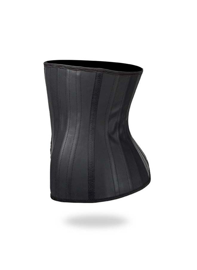 25 - Steel - Boned Latex Waist Belt - Long Black 30cm Rubber Corset Body Shaper for Waist Tightening Made of Natural Rubber