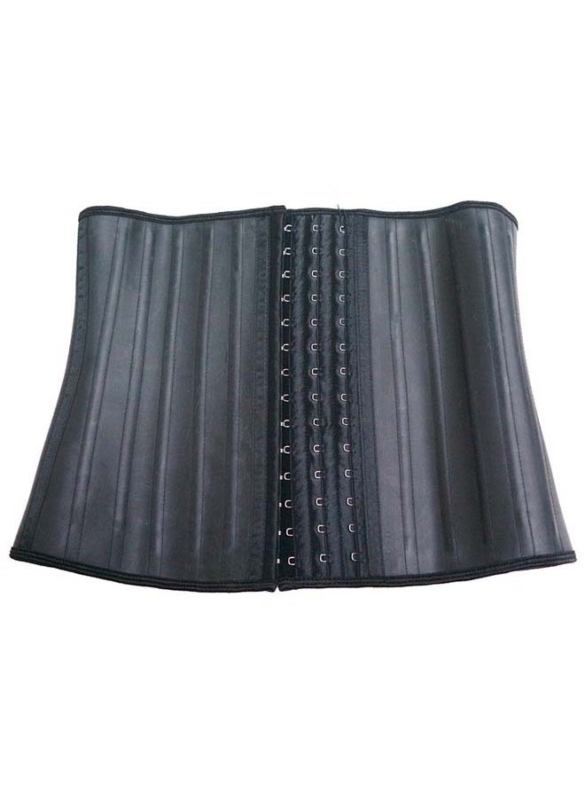 25 - Steel - Boned Latex Waist Belt - Long Black 30cm Rubber Corset Body Shaper for Waist Tightening Made of Natural Rubber