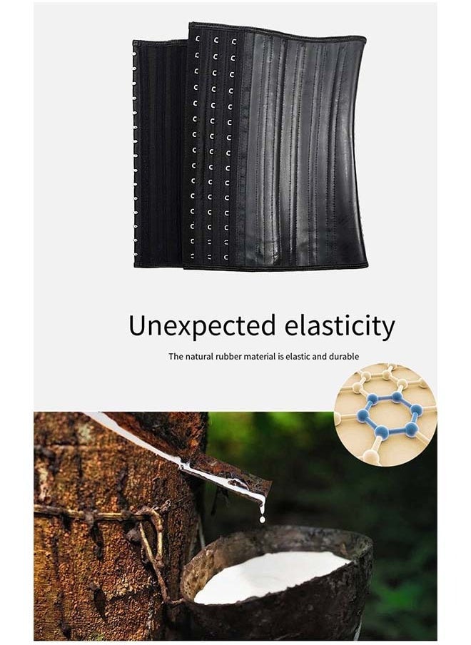 25 - Steel - Boned Latex Waist Belt - Long Black 30cm Rubber Corset Body Shaper for Waist Tightening Made of Natural Rubber