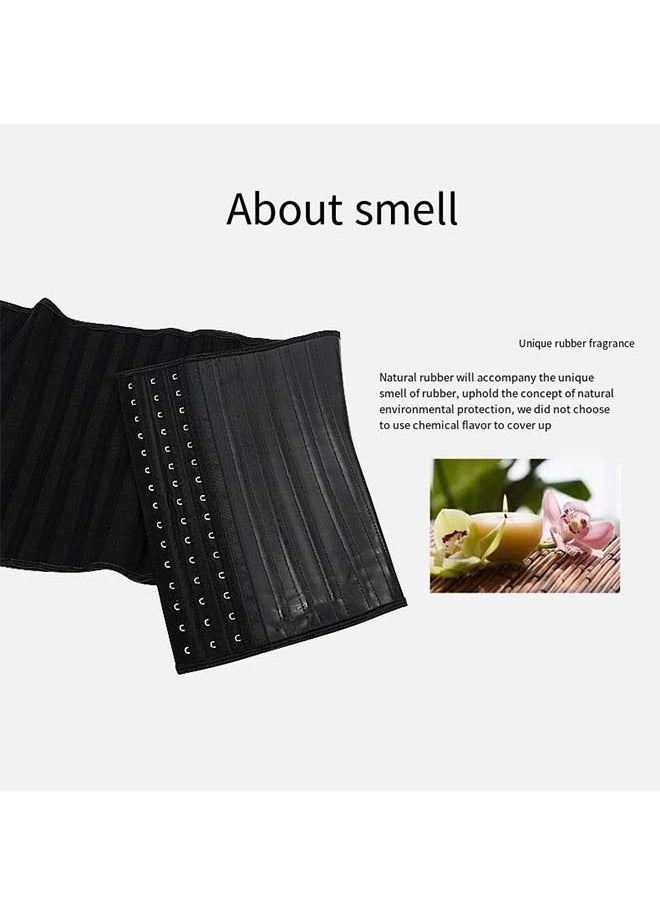 25 - Steel - Boned Latex Waist Belt - Long Black 30cm Rubber Corset Body Shaper for Waist Tightening Made of Natural Rubber