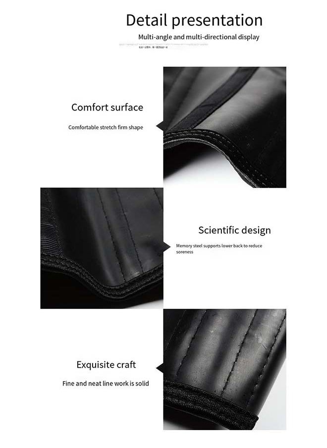 25 - Steel - Boned Latex Waist Belt - Long Black 30cm Rubber Corset Body Shaper for Waist Tightening Made of Natural Rubber