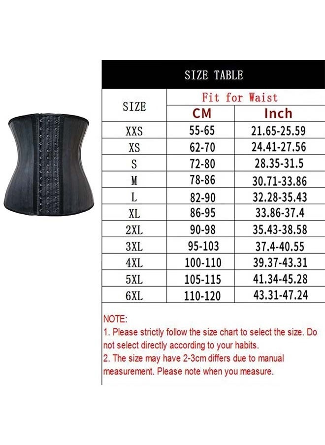 25 - Steel - Boned Latex Waist Belt - Long Black 30cm Rubber Corset Body Shaper for Waist Tightening Made of Natural Rubber