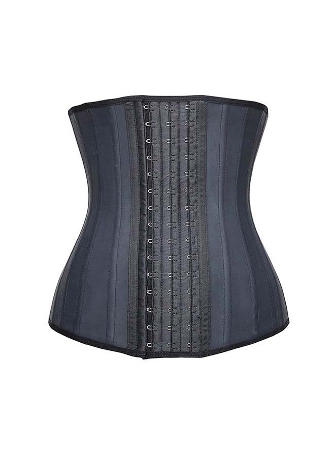 25 - Steel - Boned Latex Waist Belt - Long Black 30cm Rubber Corset Body Shaper for Waist Tightening Made of Natural Rubber