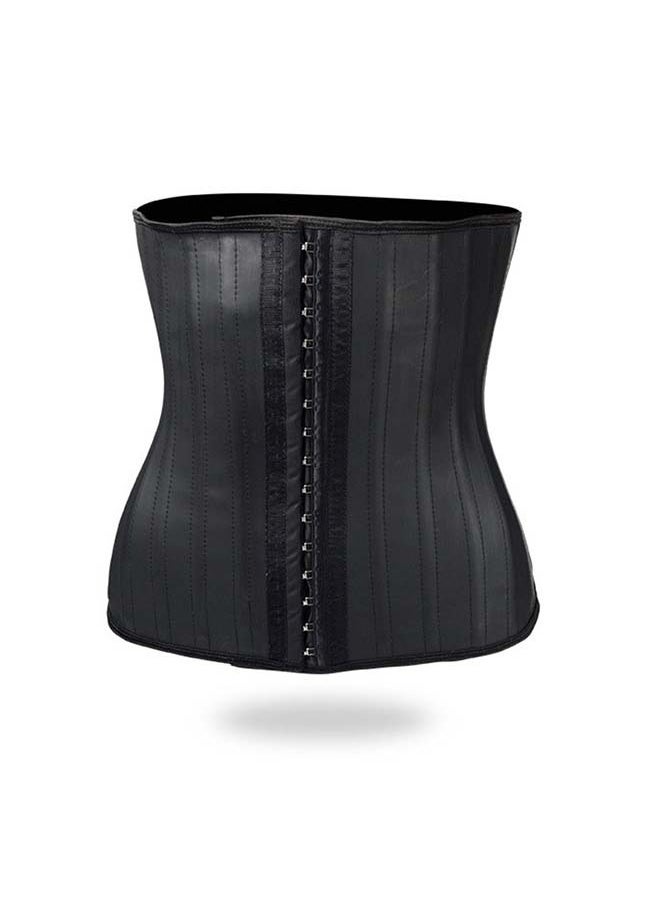 25 - Steel - Boned Latex Waist Belt - Long Black 30cm Rubber Corset Body Shaper for Waist Tightening Made of Natural Rubber