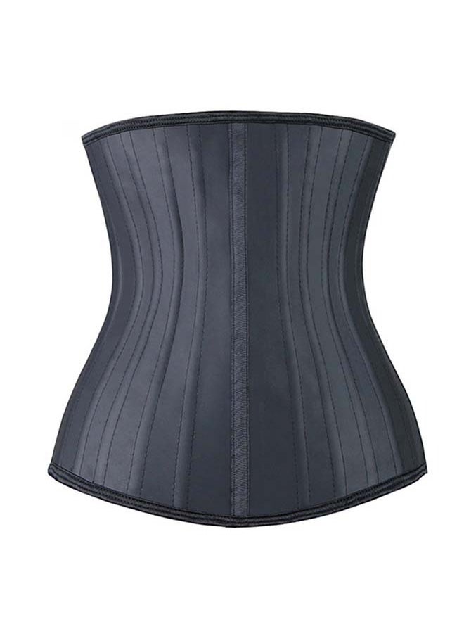 25 - Steel - Boned Latex Waist Belt - Long Black 30cm Rubber Corset Body Shaper for Waist Tightening Made of Natural Rubber
