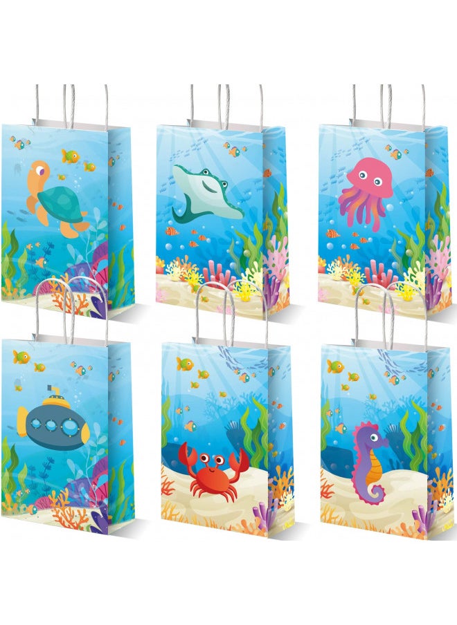 12 Pack Sea Animals Party Bags Under the Sea Party Favor Gift Bags Ocean Themed Party Treat Bags Marine Creature Fish Mermaid Candy Goodie Bags for for Baby Shower Kids Birthday Party Supplies