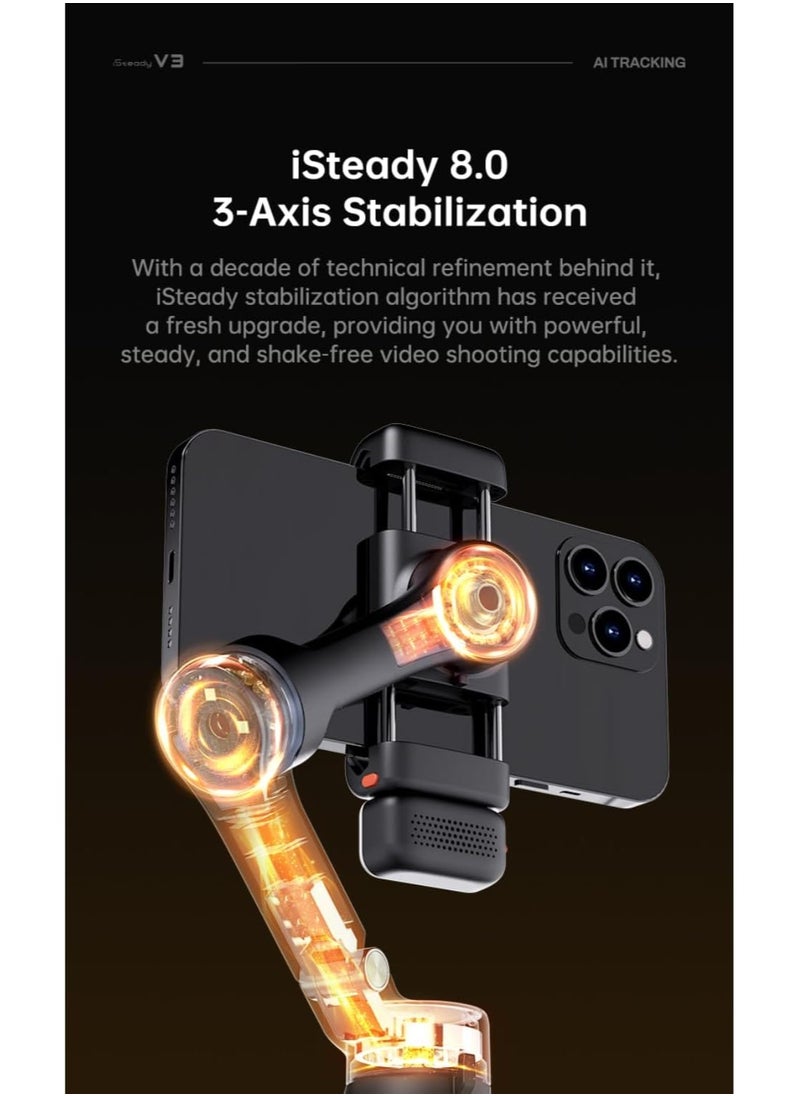 hohem Gimbal Stabilizer for Smartphone iSteady V3,Portable Phone Stabilizers with Al Tracker