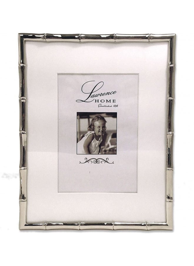 Lawrence Frames Bamboo Design Metal Frame, 8x10, Matted 5x7, Silver