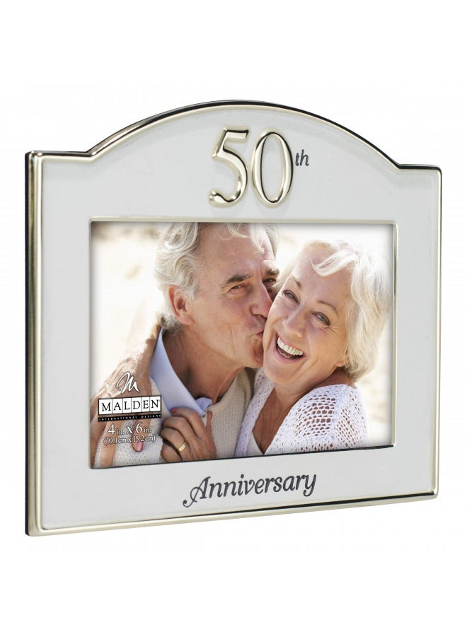 Malden International Designs Wedding 50th Anniversary Two Tone Picture Frame, 4x6, Gold/Silver