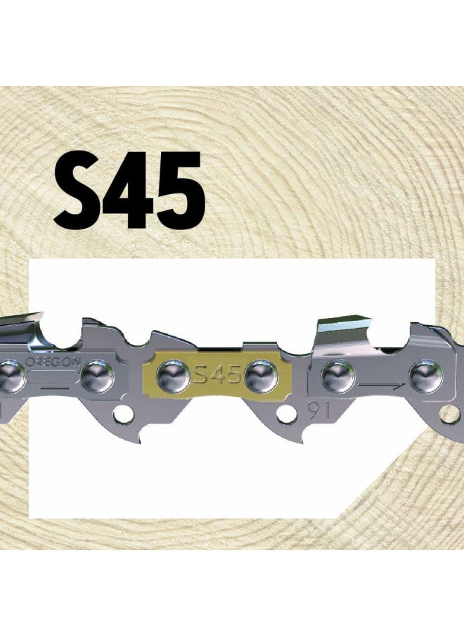 Oregon S45 AdvanceCut Replacement Chainsaw Chain for 12-Inch Guide Bar, 45 Drive Links, Pitch: 3/8