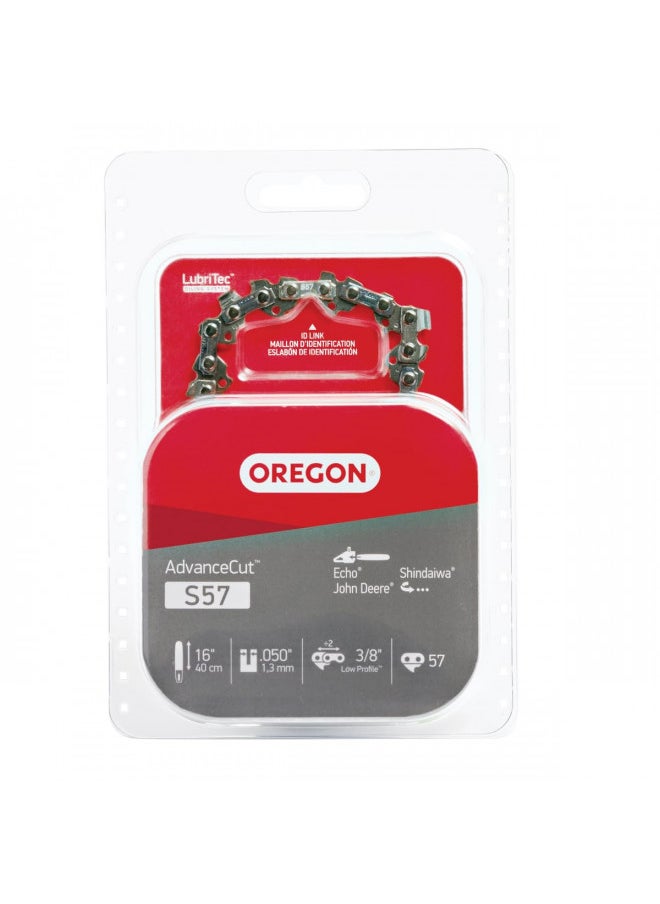 Oregon S57 AdvanceCut Replacement Chainsaw Chain for 16-Inch Guide Bar, 57 Drive Links, Pitch: 3/8