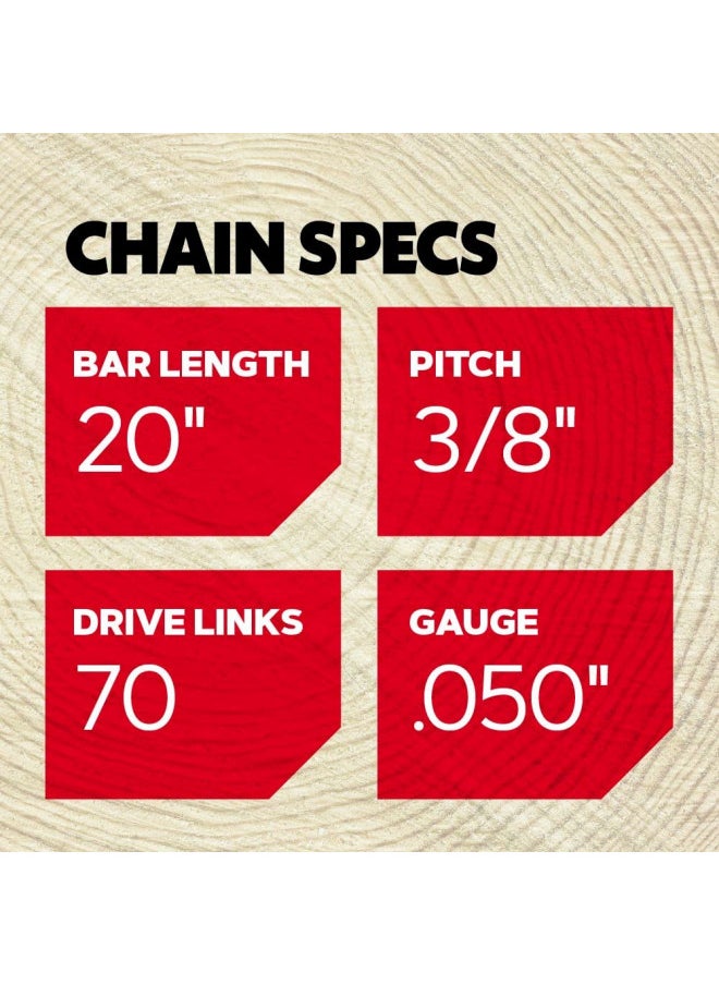 Oregon D70T AdvanceCut Chainsaw Chain for 20-Inch Bar; Fits Echo CS600P, CS-680, CS-550EVL, Poulan 3400, Homelite XL 12 and Super XLAO & More; 70 drive links (2 Pack)