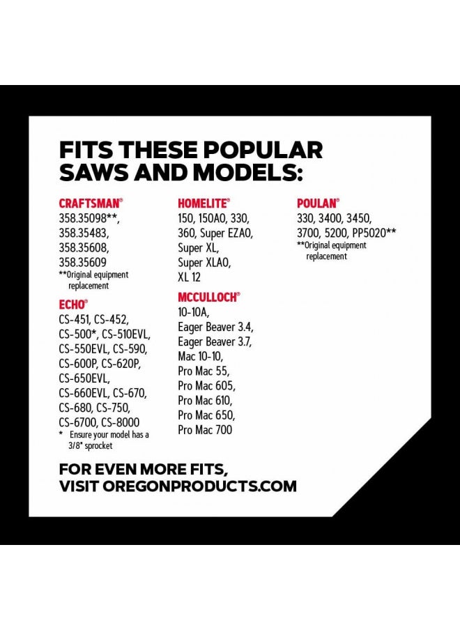 Oregon D70T AdvanceCut Chainsaw Chain for 20-Inch Bar; Fits Echo CS600P, CS-680, CS-550EVL, Poulan 3400, Homelite XL 12 and Super XLAO & More; 70 drive links (2 Pack)