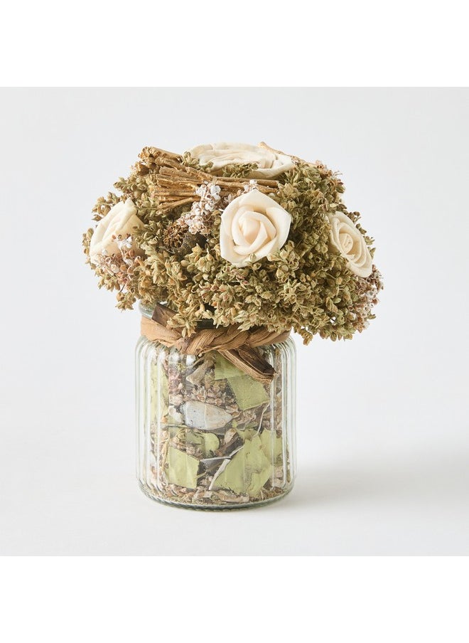 Caven Mix Rose Arrangement in Glass Vase with Potpourri 13 x 13 x 16.5 cm