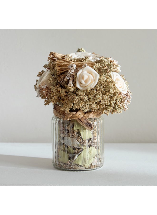 Caven Mix Rose Arrangement in Glass Vase with Potpourri 13 x 13 x 16.5 cm