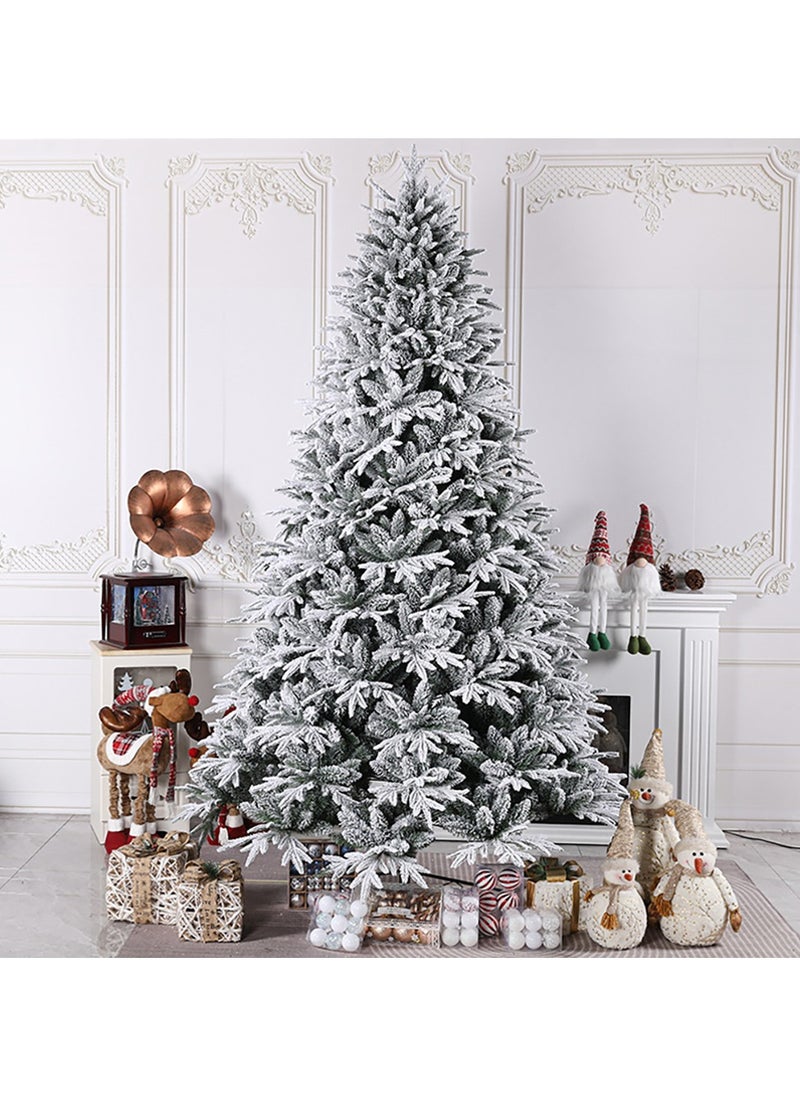 White Christmas Tree Snow Flocked Spruce Snowy Holiday Xmas Tree for Home Easy Assembly Metal Stand (E)