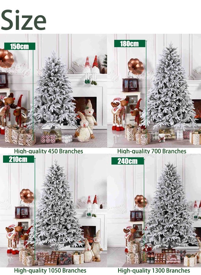 White Christmas Tree Snow Flocked Spruce Snowy Holiday Xmas Tree for Home Easy Assembly Metal Stand (E)