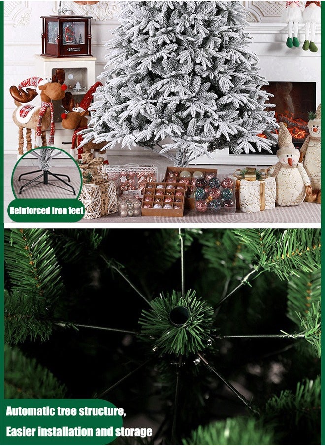 White Christmas Tree Snow Flocked Spruce Snowy Holiday Xmas Tree for Home Easy Assembly Metal Stand (E)