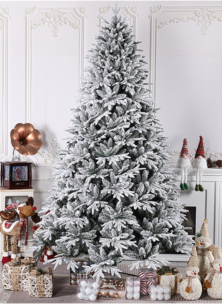 White Christmas Tree Snow Flocked Spruce Snowy Holiday Xmas Tree for Home Easy Assembly Metal Stand (E)