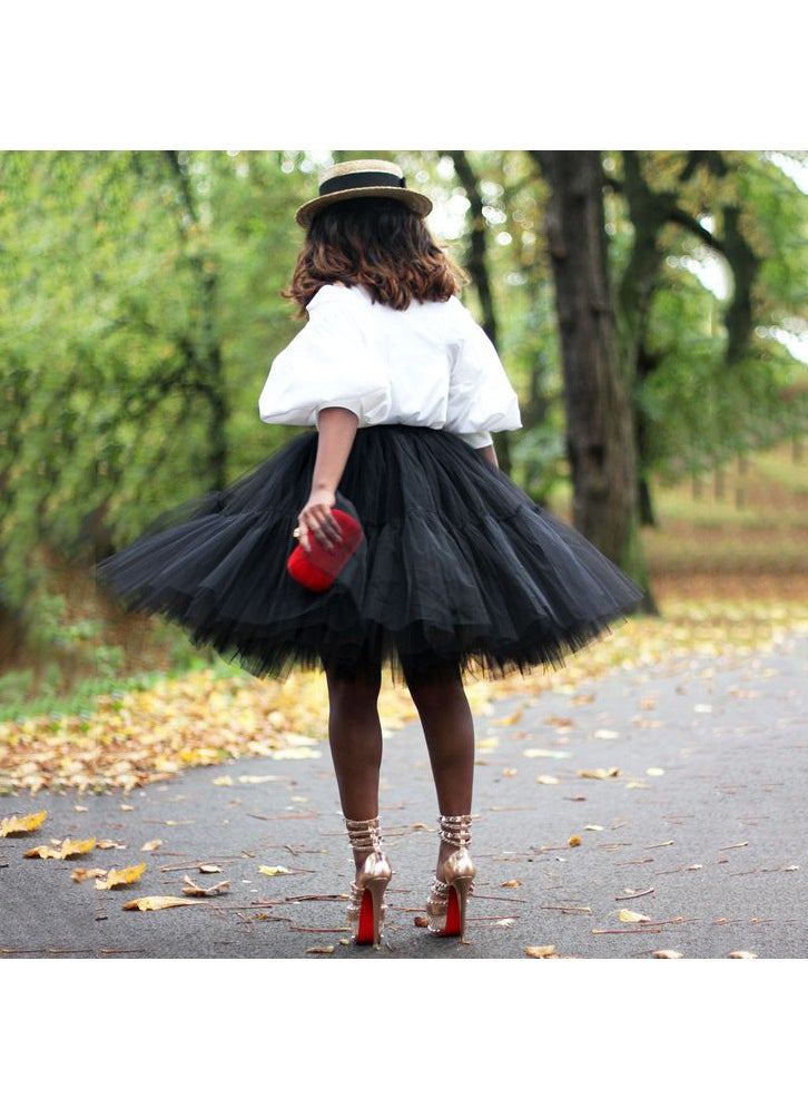 Womens Tulle Tutu Skirt Bridesmaid Multi-Layer Grey