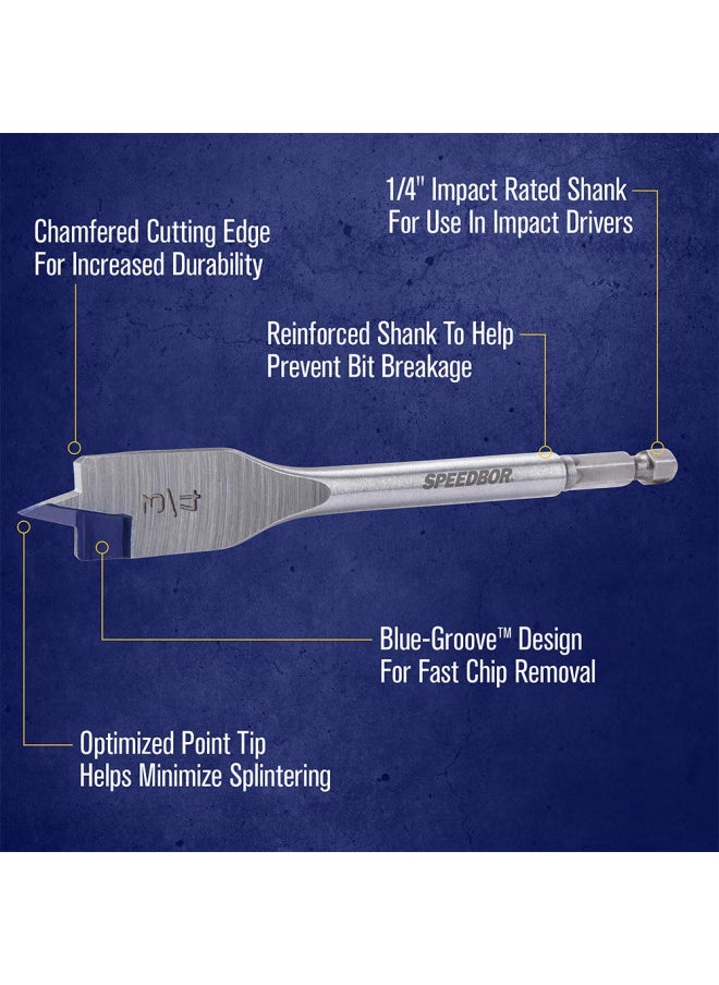 IRWIN SPEEDBOR Spade Wood Drill Bit, Standard-Length, 6-Piece Set (88886)