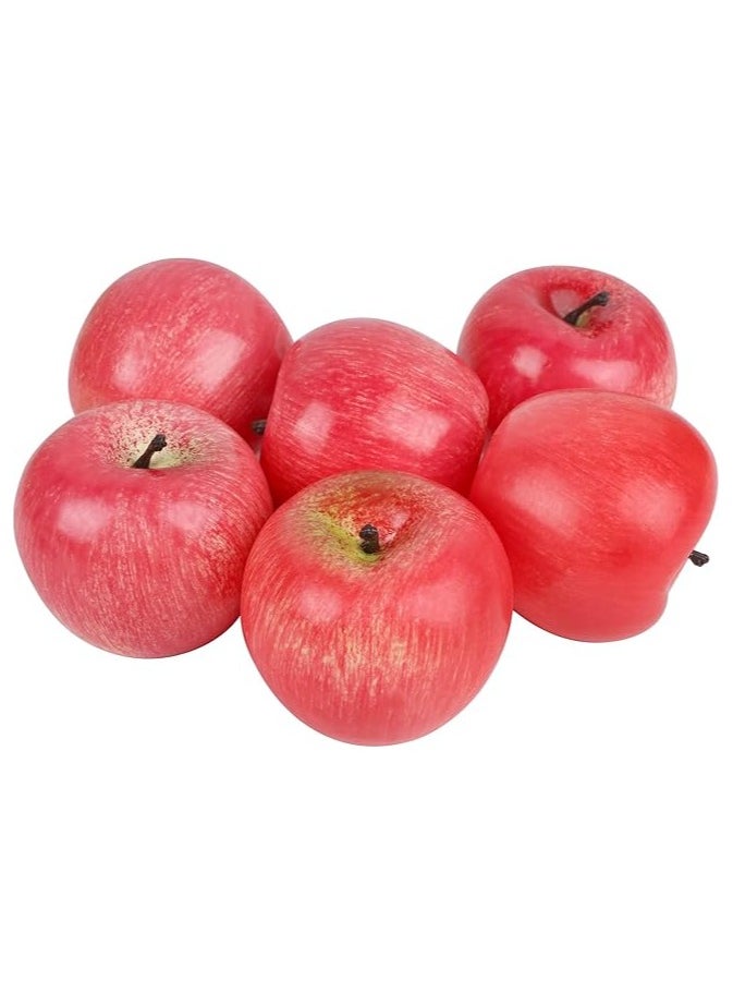 Realistic Faux Fruit Apples – Set of 6 Decorative Fake Fruits for Kitchen and Display