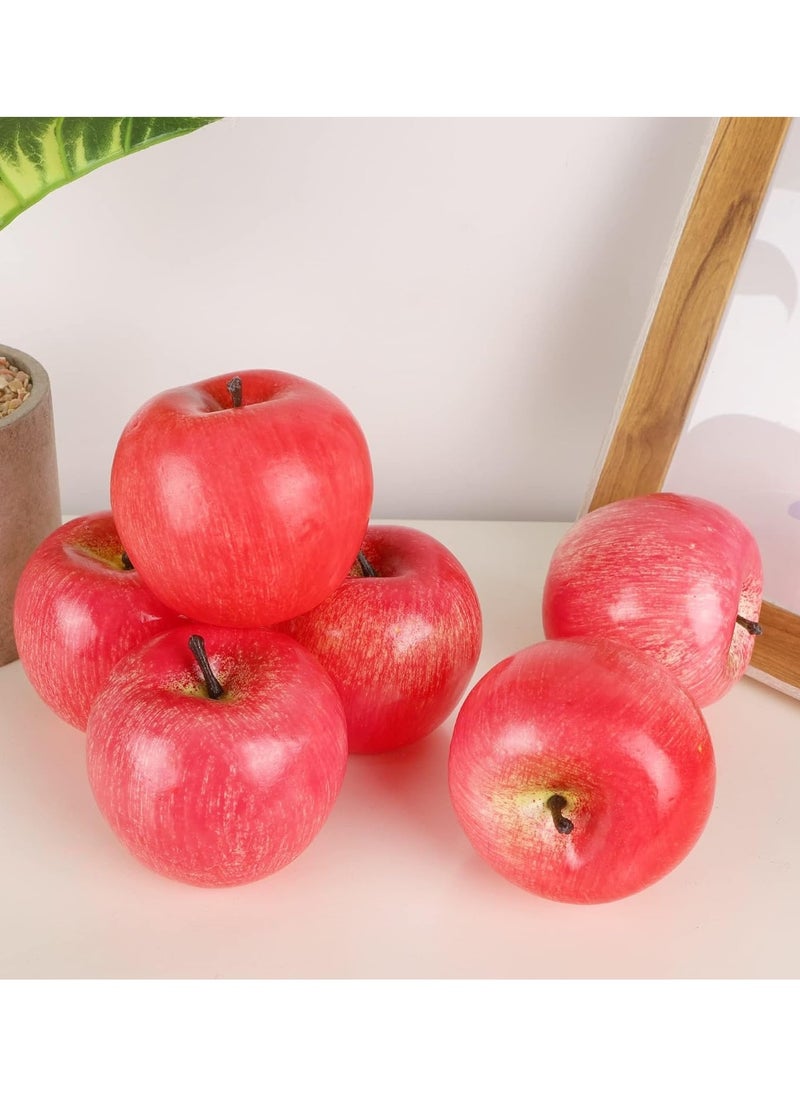 Realistic Faux Fruit Apples – Set of 6 Decorative Fake Fruits for Kitchen and Display