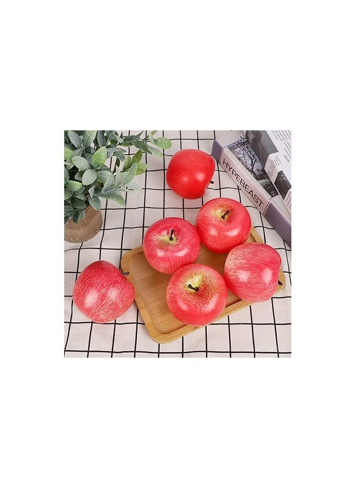 Realistic Faux Fruit Apples – Set of 6 Decorative Fake Fruits for Kitchen and Display