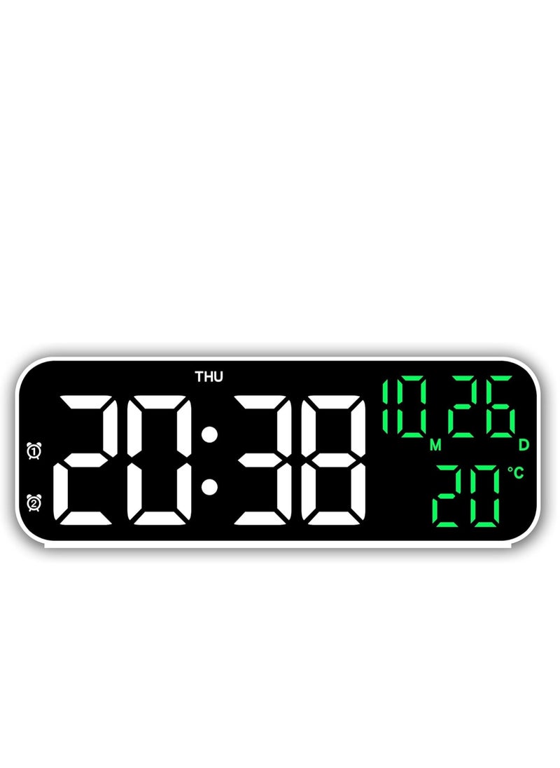 Digital Display Alarm Clock for Living Room Office Bedroom Decor LED Electronic Date Temp Display with USB Charging Port, Adjustable Volume, Dimming,Temp, Snooze for Kids Elderly