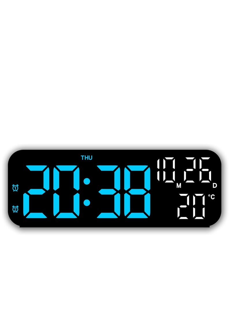 Digital Display Alarm Clock for Living Room Office Bedroom Decor LED Electronic Date Temp Display with USB Charging Port, Adjustable Volume, Dimming,Temp, Snooze for Kids Elderly