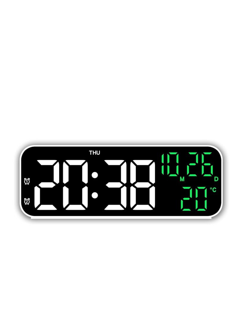 Digital Display Alarm Clock for Living Room Office Bedroom Decor LED Electronic Date Temp Display with USB Charging Port, Adjustable Volume, Dimming,Temp, Snooze for Kids Elderly