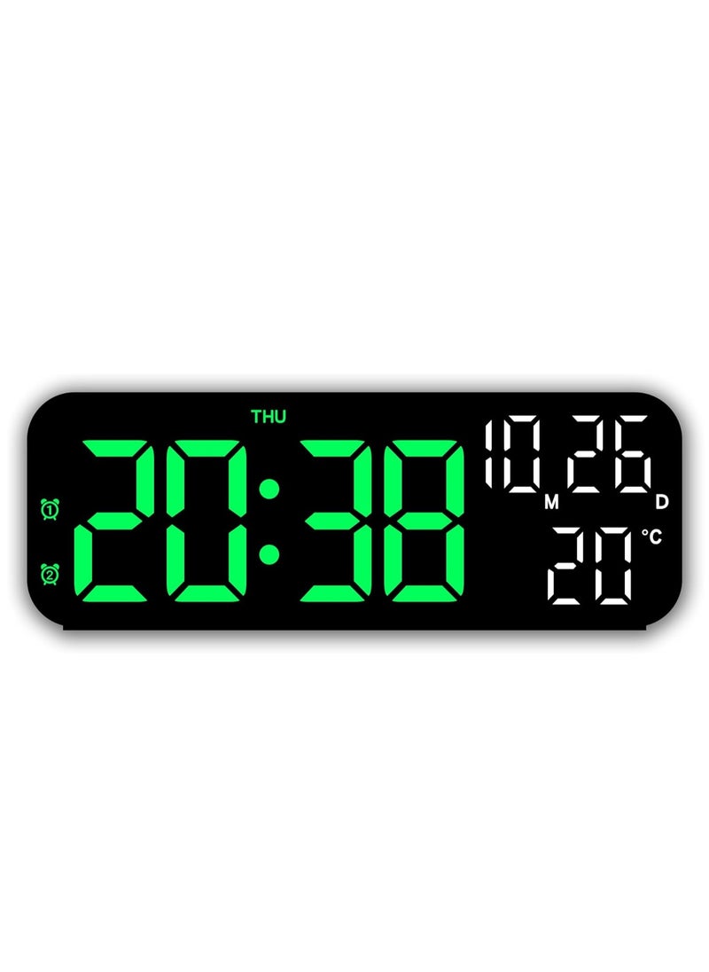 Digital Display Alarm Clock for Living Room Office Bedroom Decor LED Electronic Date Temp Display with USB Charging Port, Adjustable Volume, Dimming,Temp, Snooze for Kids Elderly