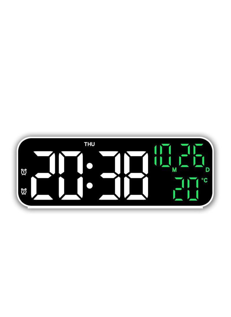 Digital Display Alarm Clock for Living Room Office Bedroom Decor LED Electronic Date Temp Display with USB Charging Port, Adjustable Volume, Dimming,Temp, Snooze for Kids Elderly