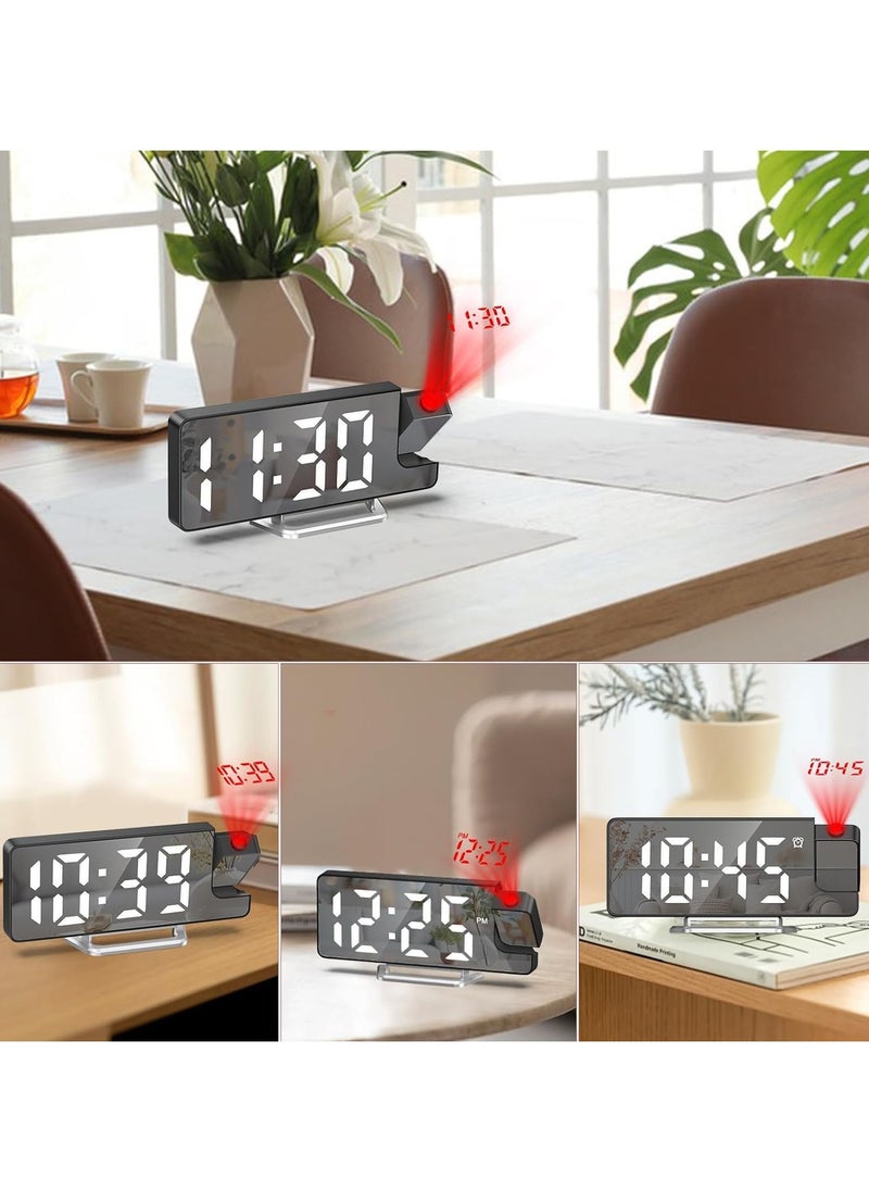 Projection Alarm Clock, LED Alarm Clock with Rotatable Projection, Temperature Display, Adjustable Brightness, Snooze, 7.9'' Large Display Digital Clock for Home Office