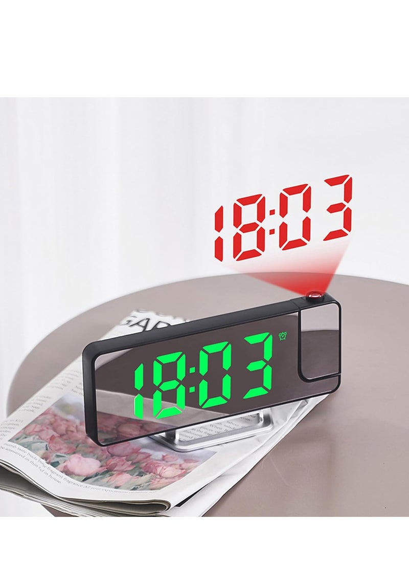 Projection Alarm Clock, LED Alarm Clock with Rotatable Projection, Temperature Display, Adjustable Brightness, Snooze, 7.9'' Large Display Digital Clock for Home Office