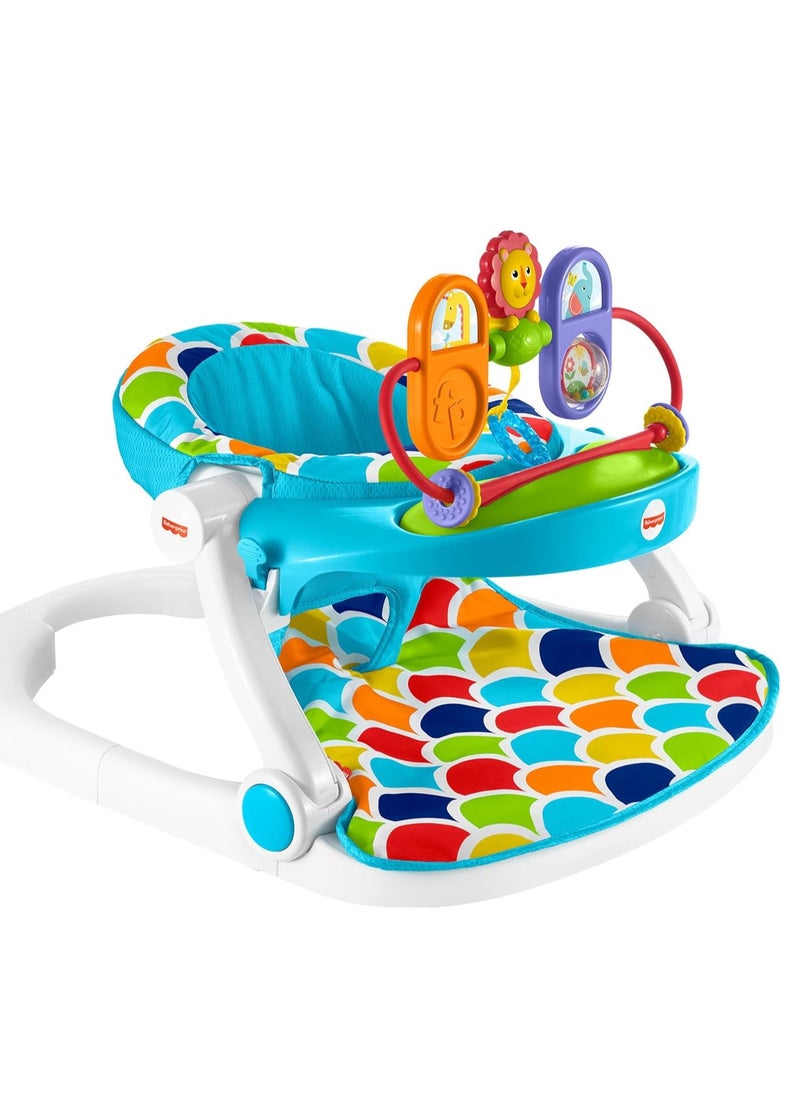 Portable Baby Chair, Deluxe Sit-Me-Up Floor Seat with Removable Toys and Snack Tray, Happy Hills