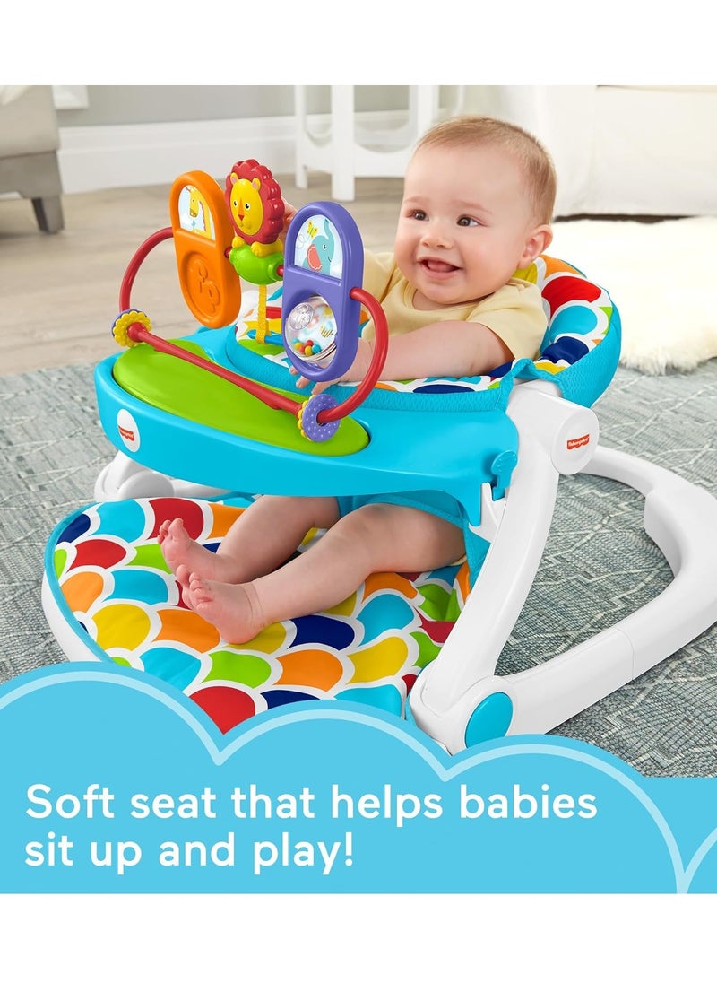 Portable Baby Chair, Deluxe Sit-Me-Up Floor Seat with Removable Toys and Snack Tray, Happy Hills