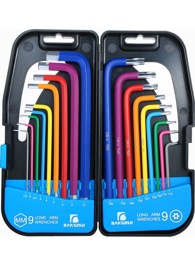 18-Piece Allen Wrench Set Multicolour 22 x 4.30cm