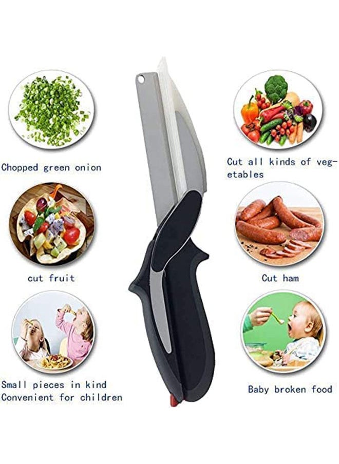 2-in-1 Food Chopper Kitchen Food Cutter Chopper Clever Kitchen Knife With Cutting Board Vegetable Slicer Fruit Cutter To Salad And Cut BBQ Tools